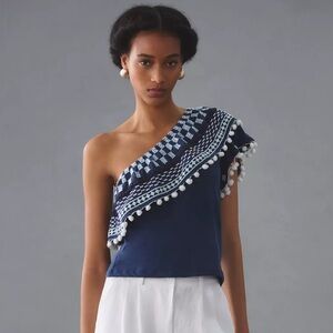 Anthropologie One Shoulder Ruffle Top